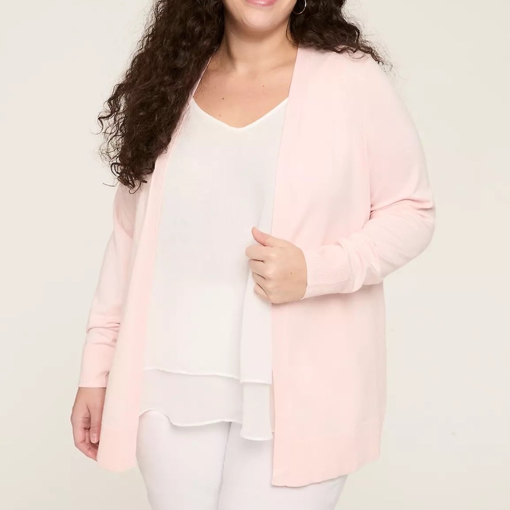 💖 Cozy Pink Open-Front Cardigan – Size 26/28 💖